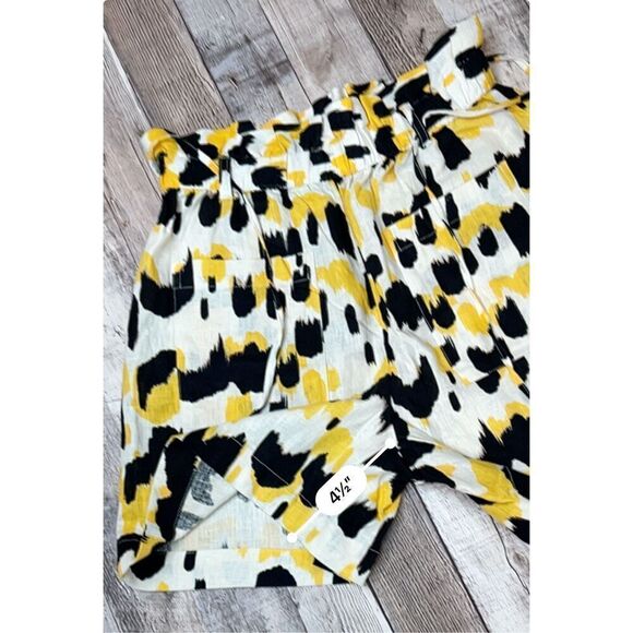 Who What Wear Linen Paperbag Shorts Yellow Animal Print sz XS NWOT - Picture 9 of 13